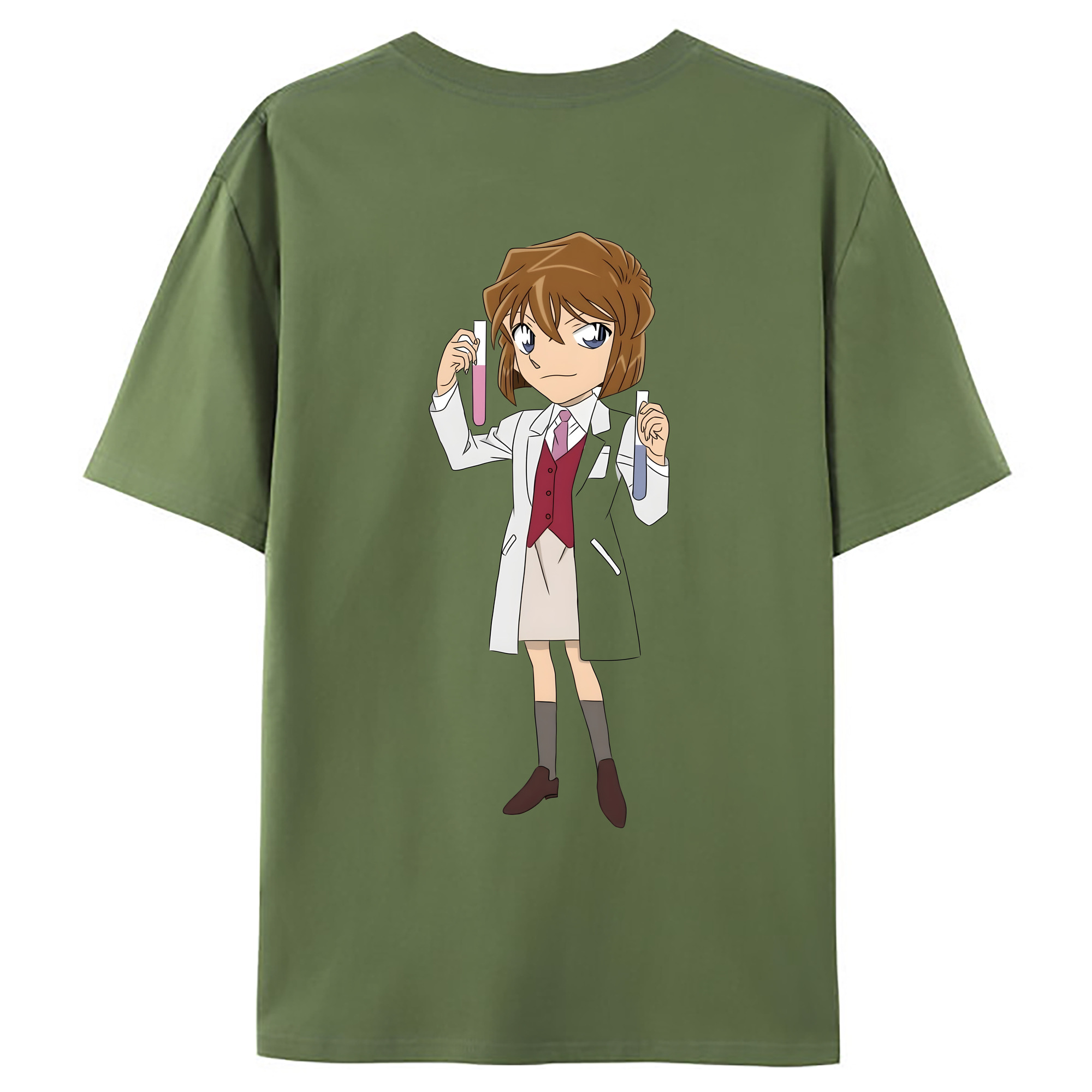 （画像用） 名探偵コナン 灰原 哀 はいばら あい Detective Conan Anita Hailey、Vi Graythorn Haibara Ai 綿100％ メンズ半袖Tシャツ（バックプリント） 通気性